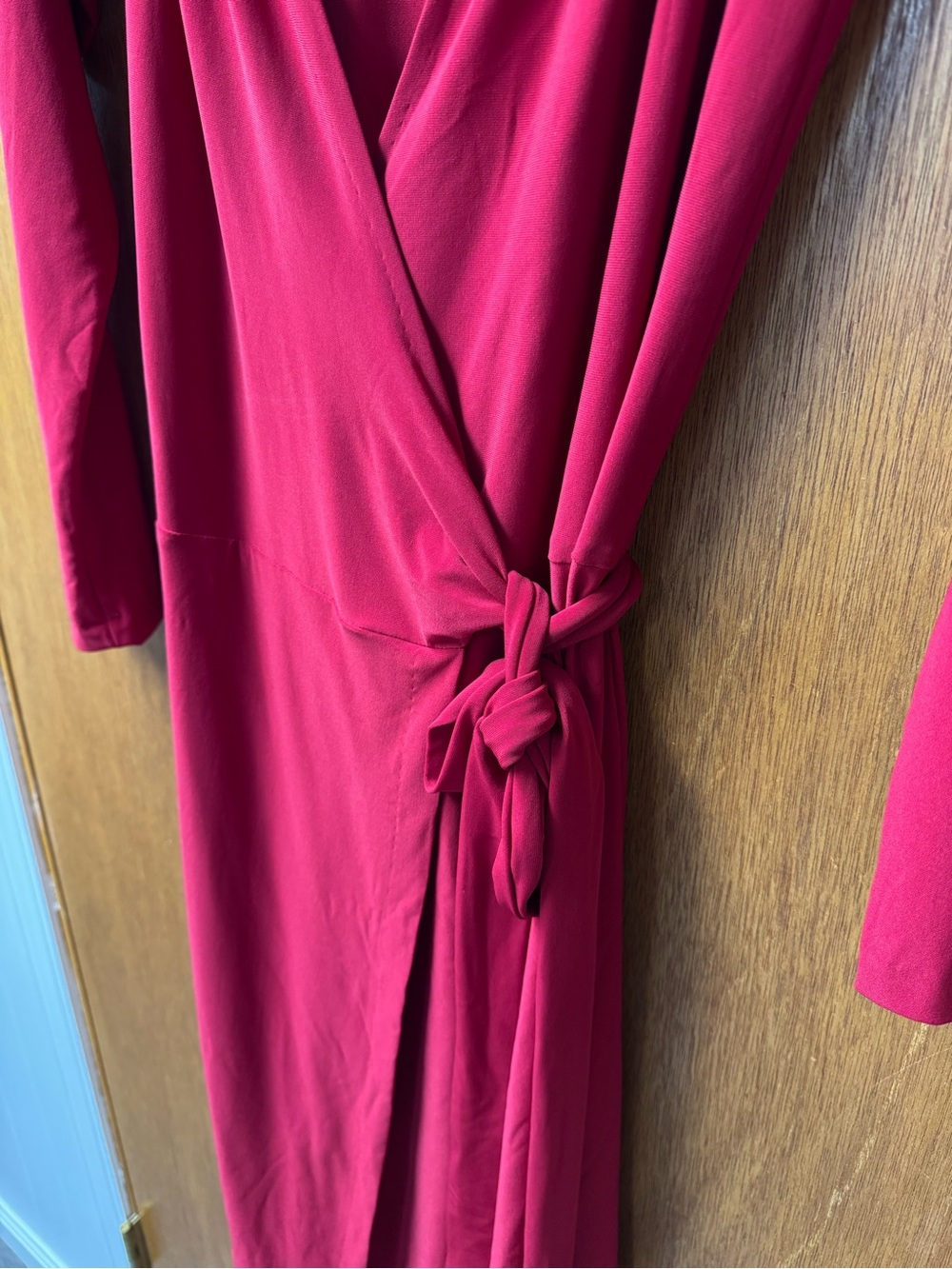 Norma Kamali Stretch Sweetheart Wrap Dress Long Sleeve Mini Red Large - Picture 7 of 10
